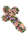 Croce funebre di fiori freschi